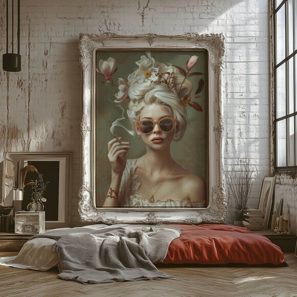 Original Floral Fashion Art Print + Digital Copy, Surreal Avant Garde - Picture 5 of 9